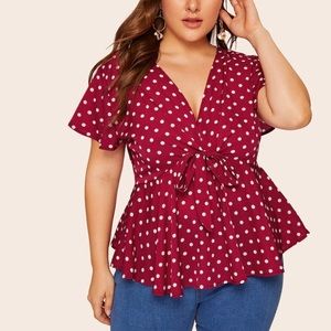 Polka dot red and white shirt